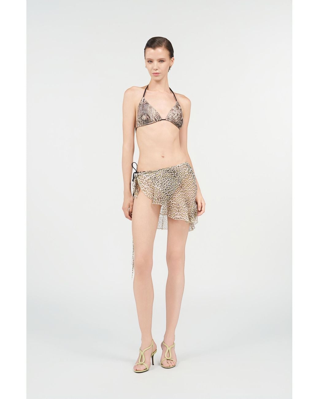 Roberto Cavalli White Baby Jaguar Print Silk Pareo