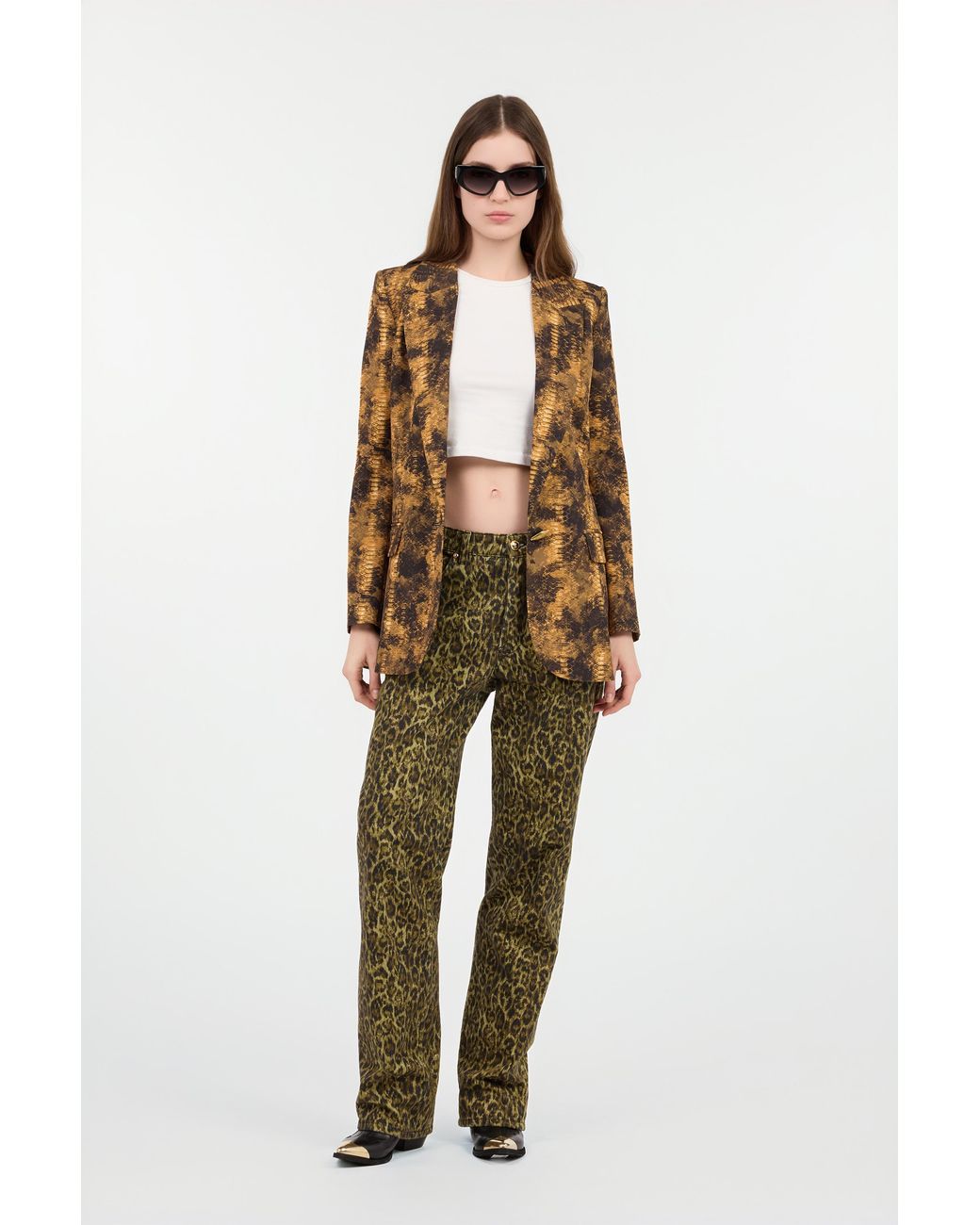 Roberto Cavalli Brown Python Print Jacket