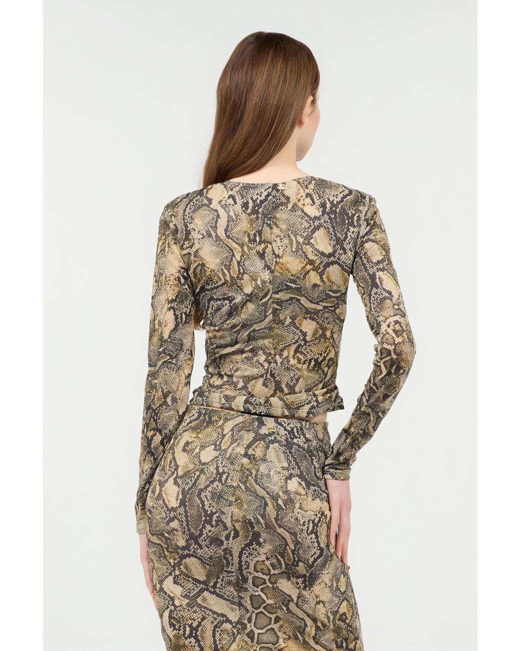 Roberto Cavalli White Top With Python Print