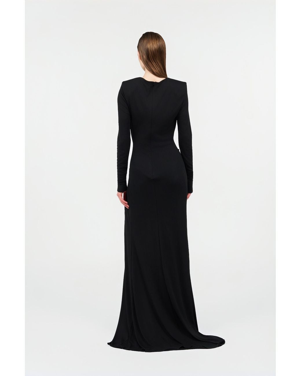 Roberto Cavalli Black Draped Long Dress With Snake Detail