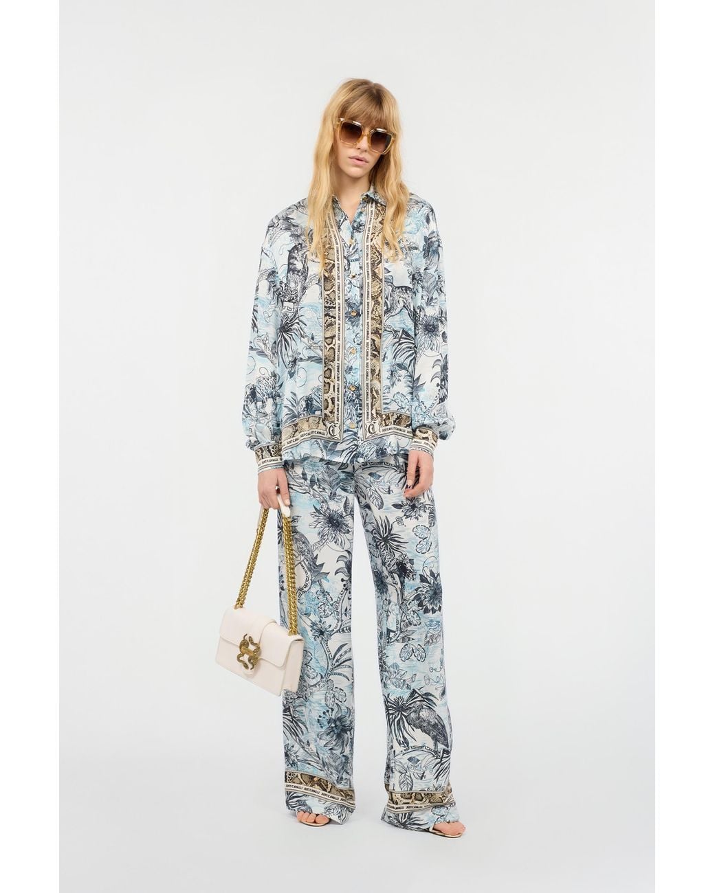 Roberto Cavalli Multicolor Shirt With Python And Jungle Print