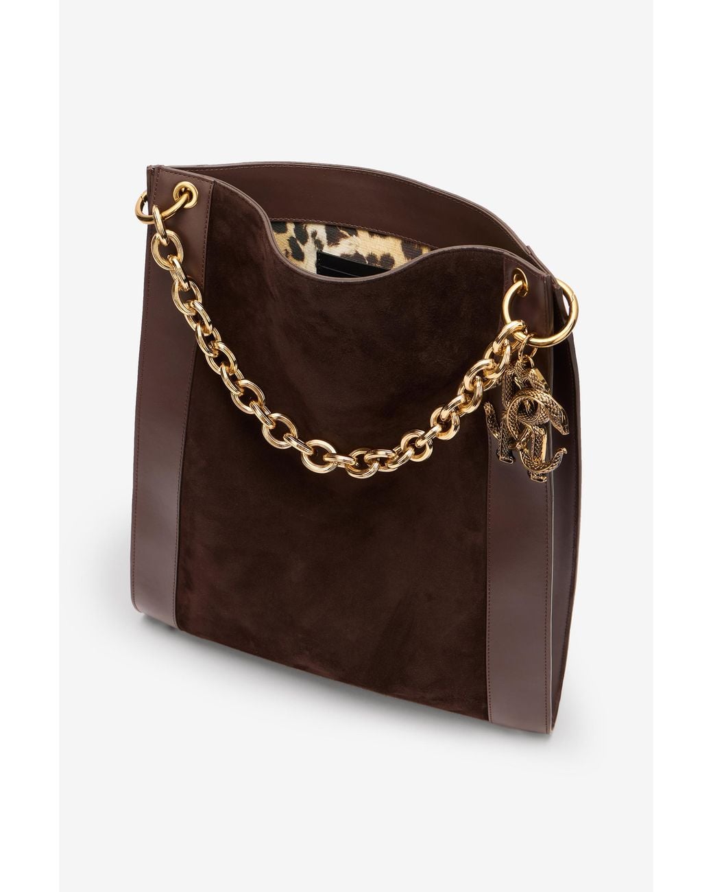 Roberto Cavalli Brown Shoulder Bag With Chain