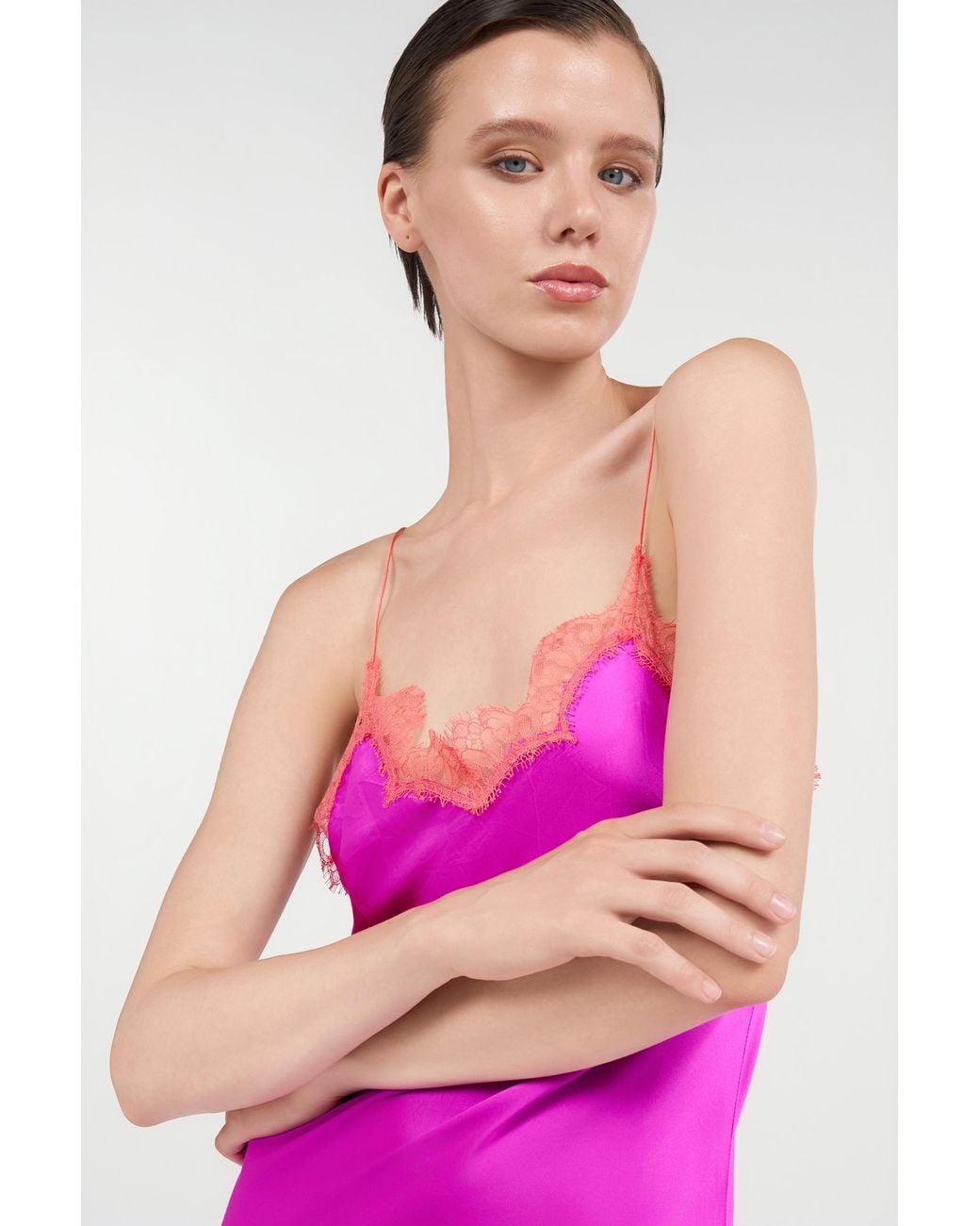 Roberto Cavalli Pink Fuchsia Silk Maxi Slip Dress