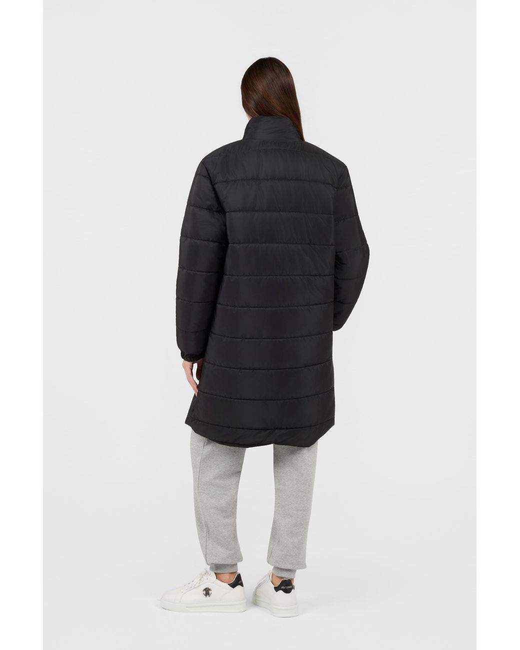 Roberto Cavalli Black Jacket Puffer Jacket Long High Collar