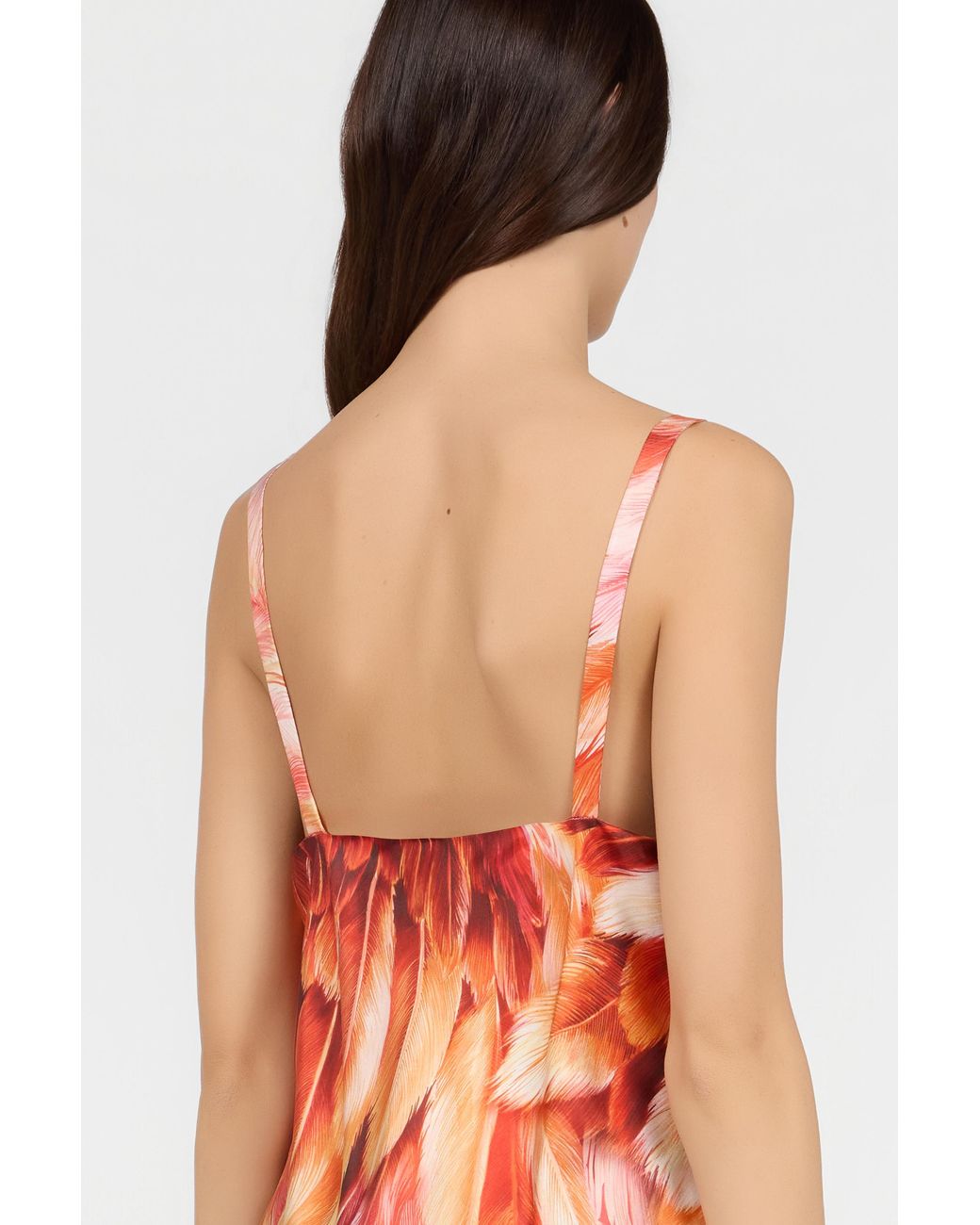 Roberto Cavalli Red Plumange Print Camisole
