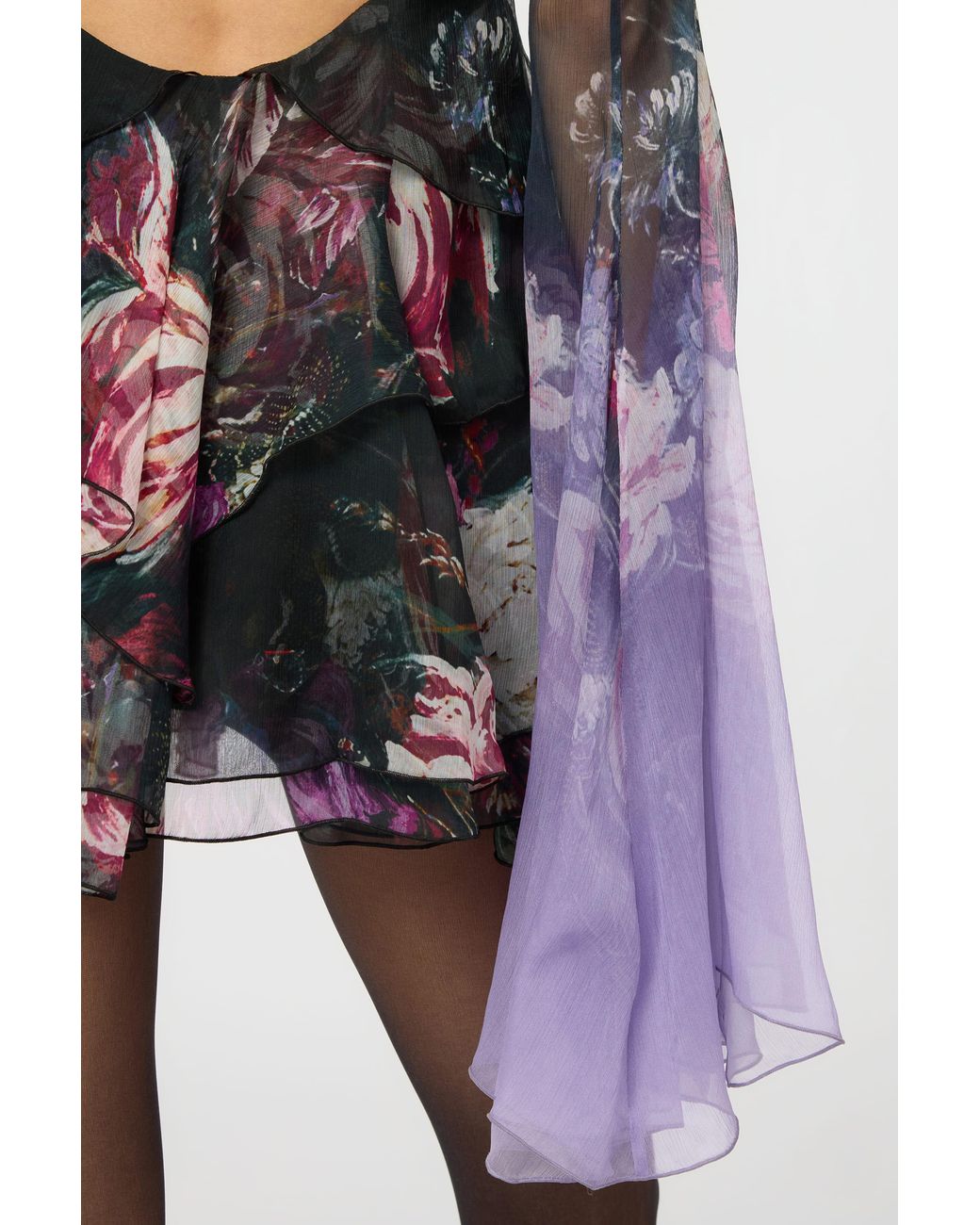 Roberto Cavalli Multicolor Silk Mini Dress With Fiammingo Flowers Print