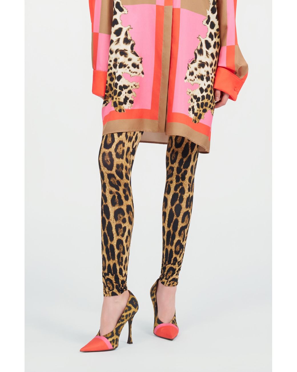Roberto Cavalli Multicolor Jaguar Print Leggings