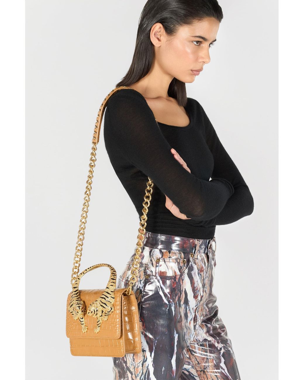 Roberto Cavalli Metallic Medium Roar Bag