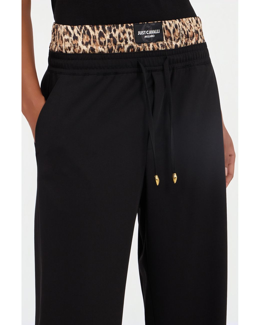 Roberto Cavalli Black Leopard Skin Waist Joggers