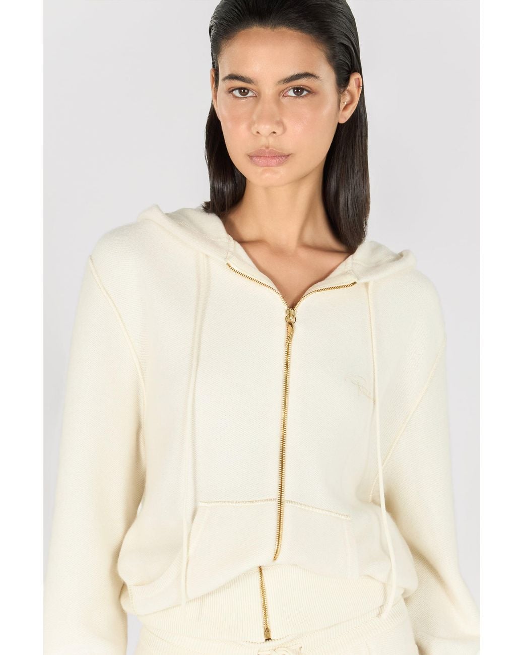 Roberto Cavalli Natural Knitted Zip-Up Sweatshirt