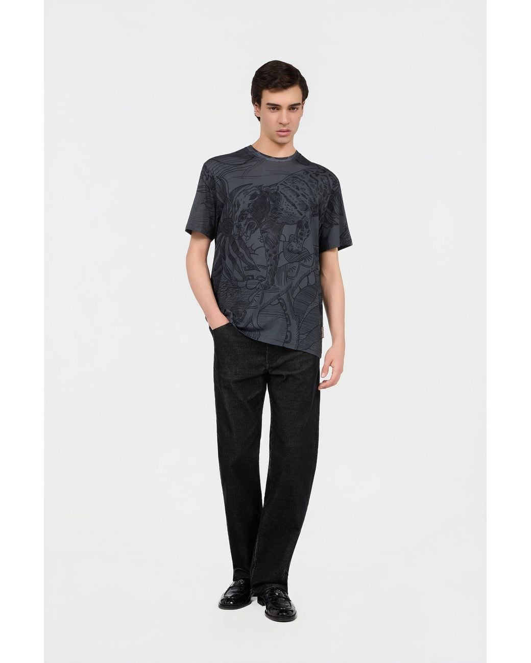 Roberto Cavalli Blue T-Shirt With Wild Ones Motif for men
