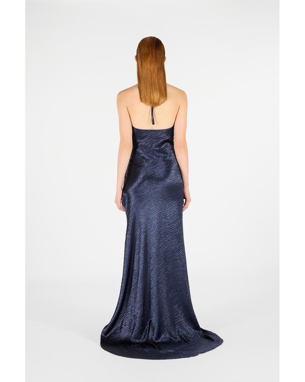 Roberto Cavalli Blue Long Dress With Cowl Neck