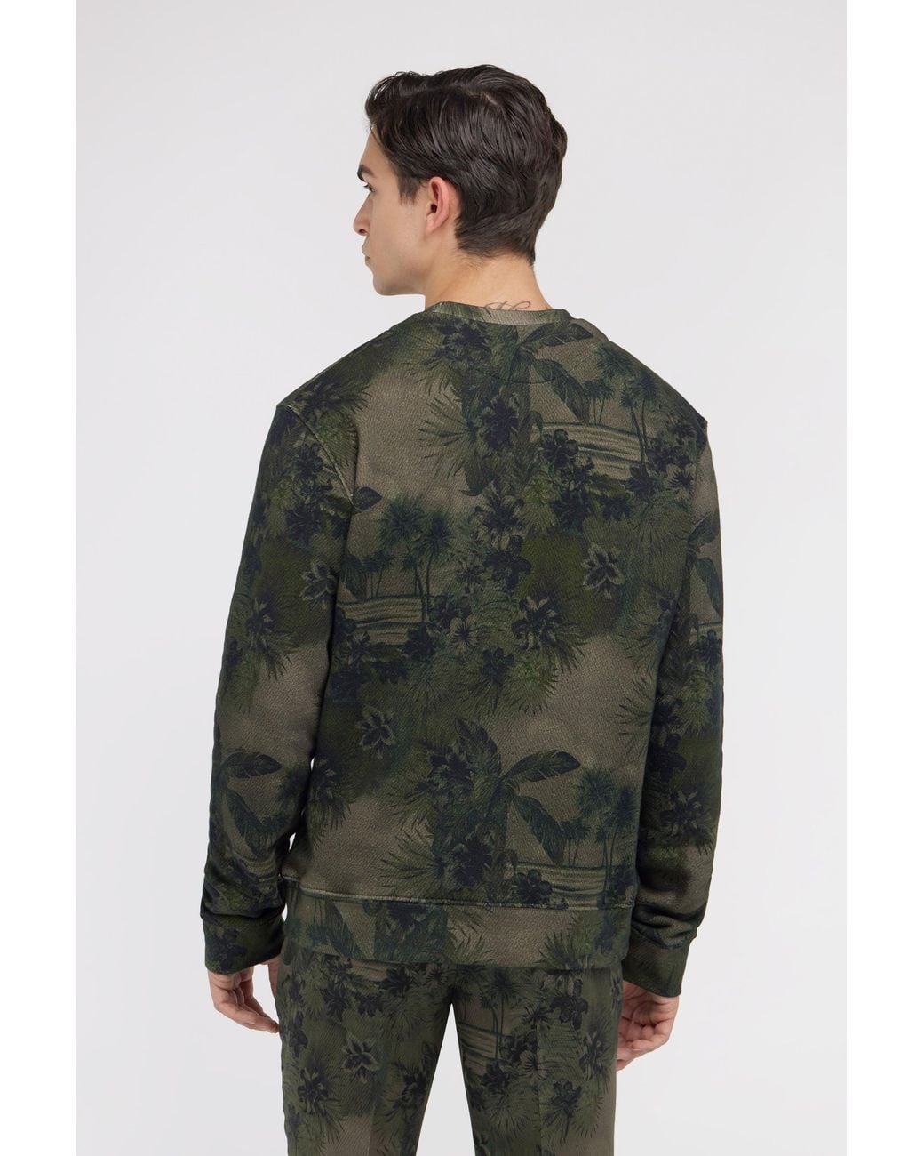 Roberto Cavalli Green Hawaii Printed Sweatshirt for men
