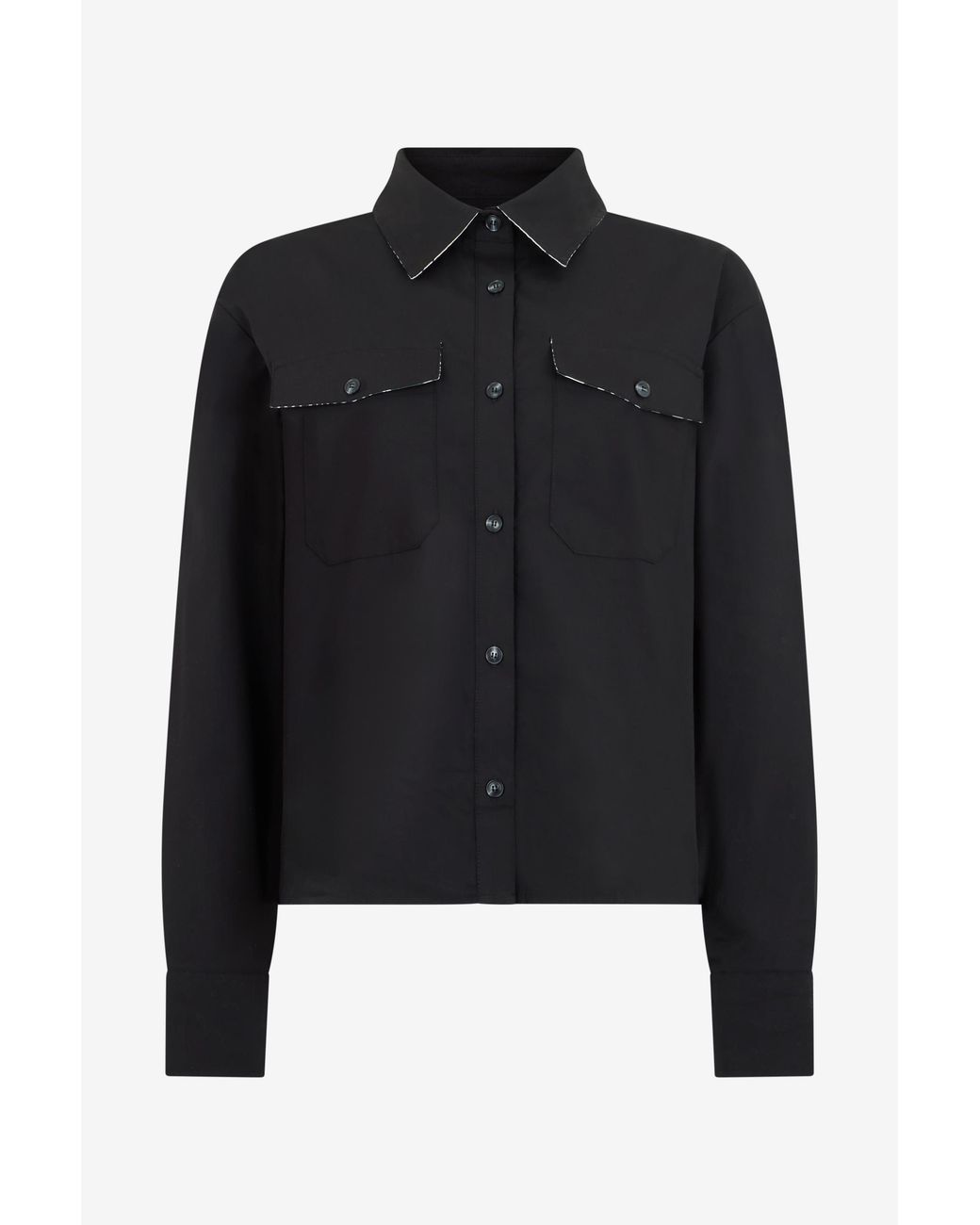 Roberto Cavalli Black Shirt With Contrast Stitching