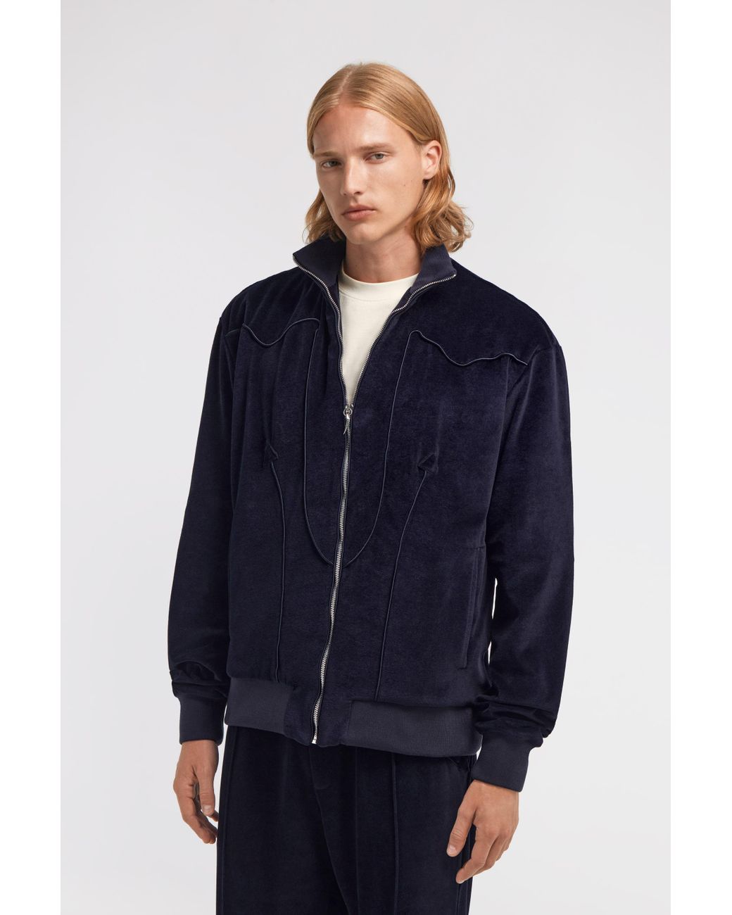 Roberto Cavalli Blue Printed Zipped Sweatshirt for men