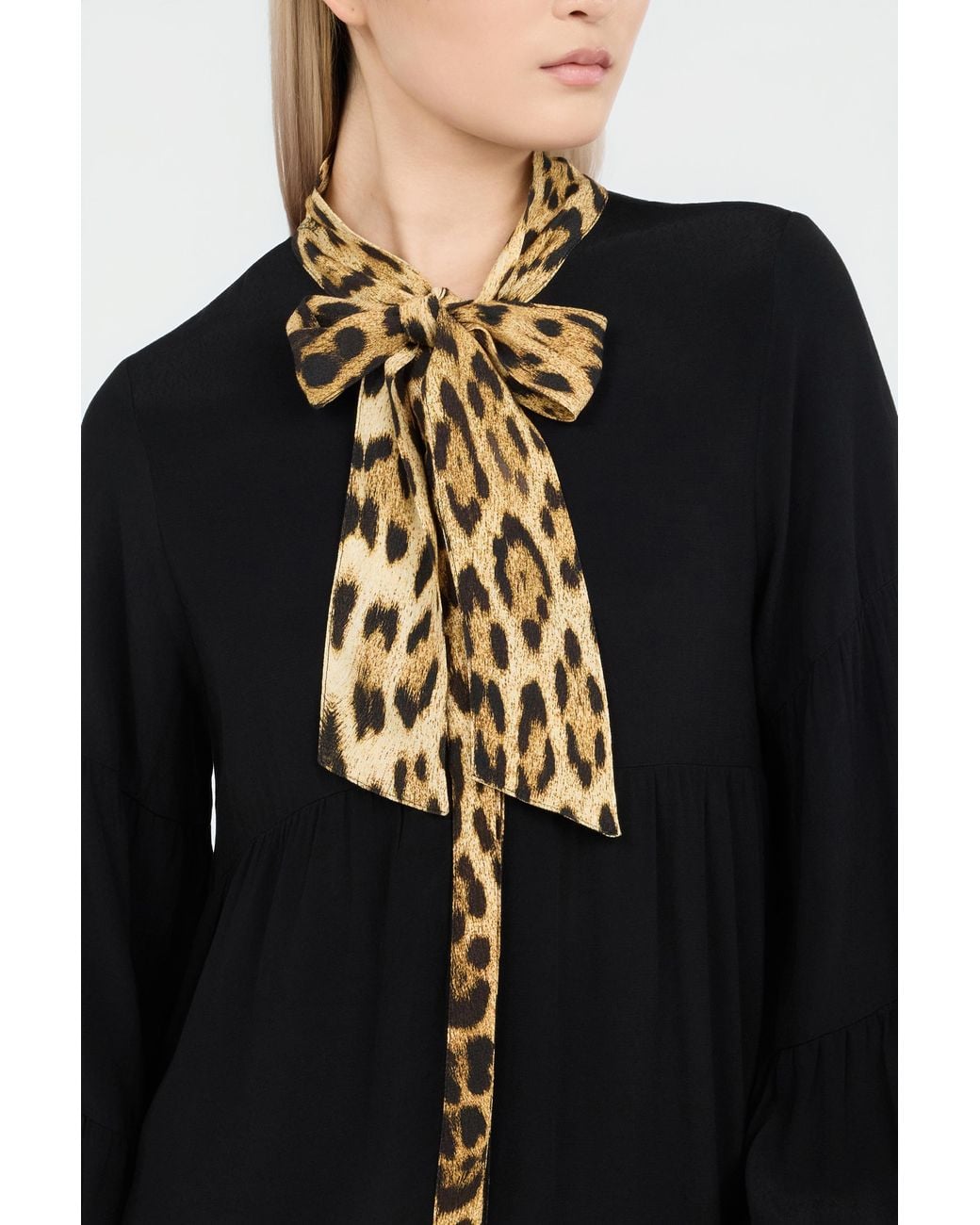 Mini Robe Imprimé Léopard Roberto Cavalli en coloris Black