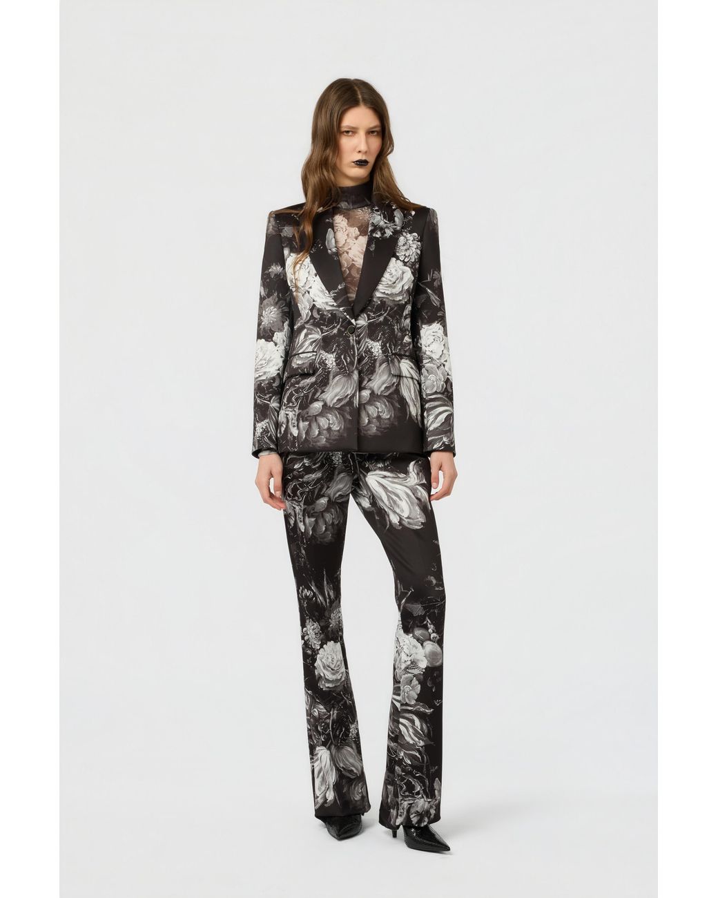 Roberto Cavalli Black Fiammingo Flowers Print Jacket