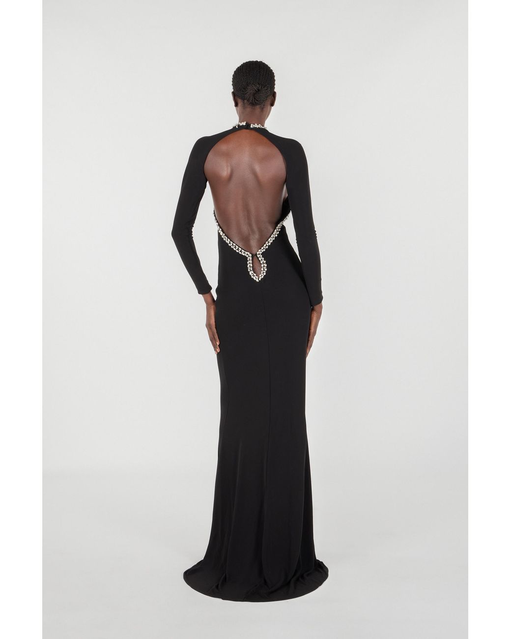 Roberto Cavalli Black Long Dress With Crystals