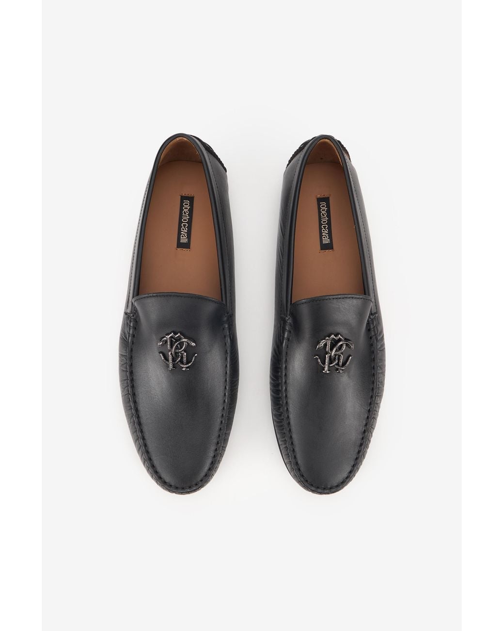 Roberto Cavalli Black Loafers With Rc Monogram for men