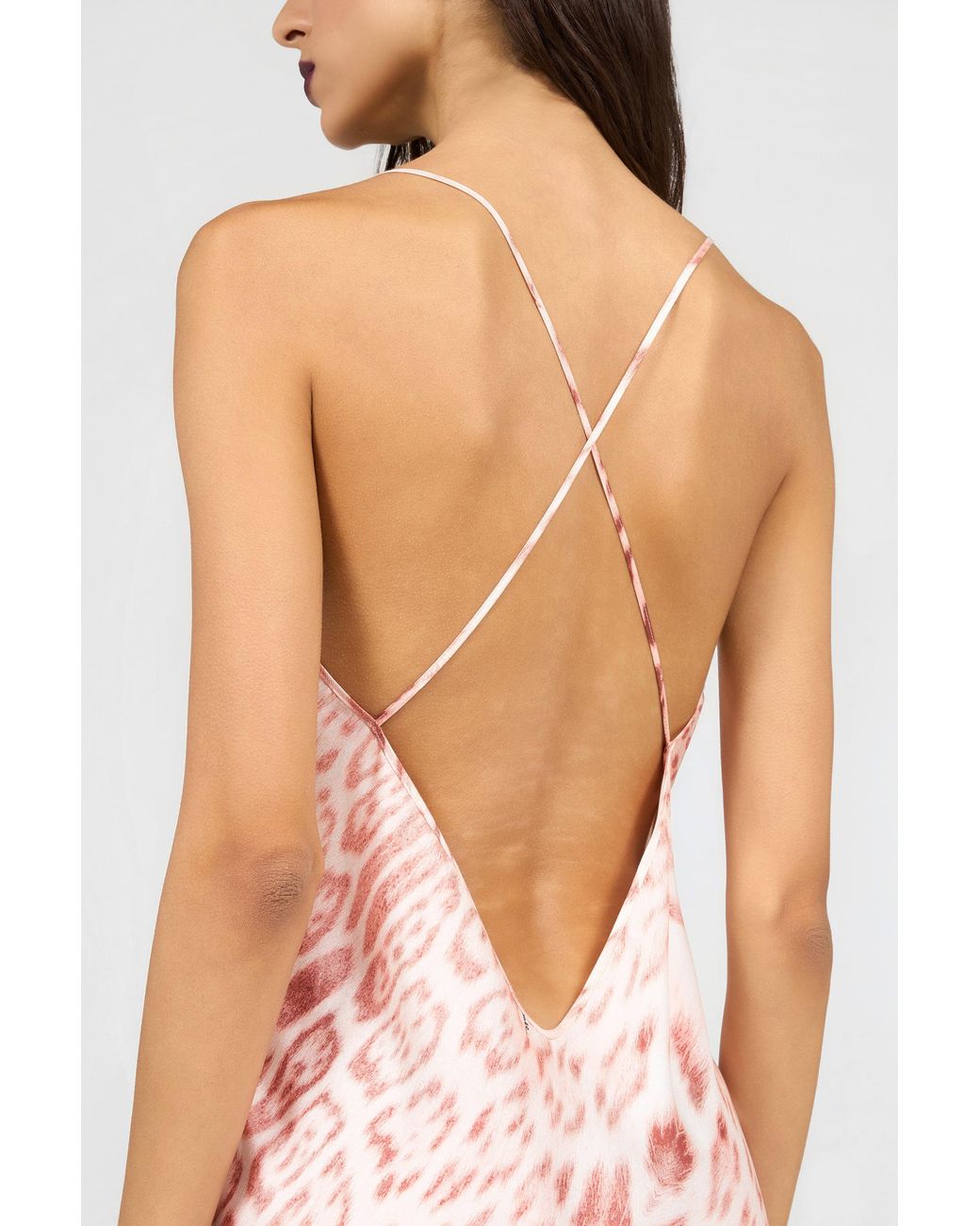 Roberto Cavalli Pink Jaguar Print Slip Dress