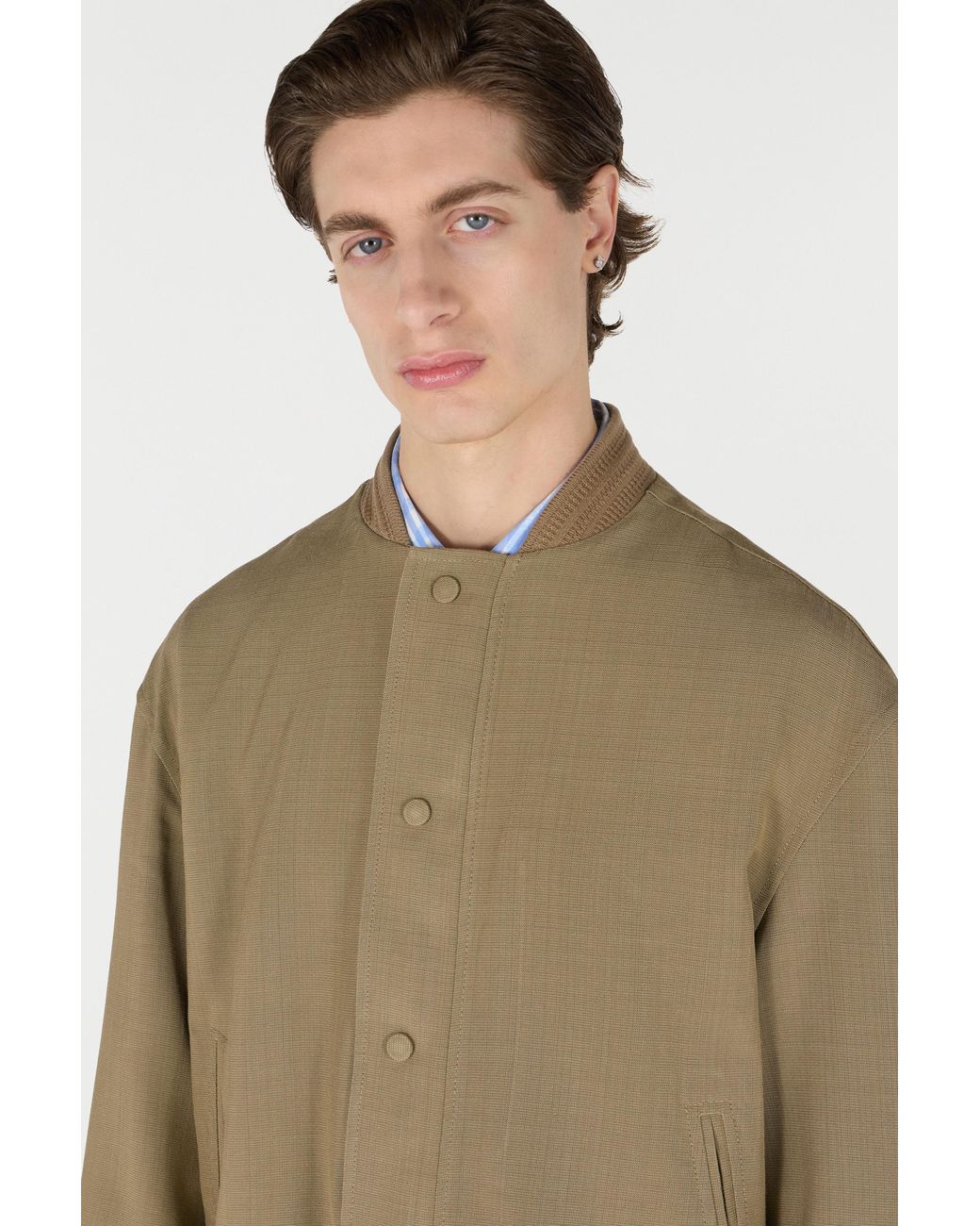 Roberto Cavalli Green Buttoned Bomber Jacket for men