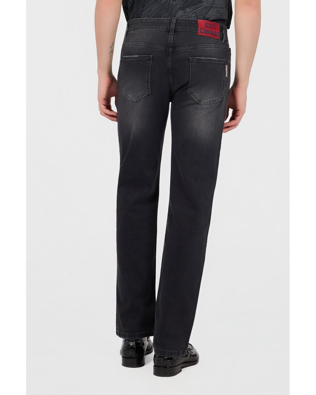 Roberto Cavalli Black Washed Straight Fit Jeans for men