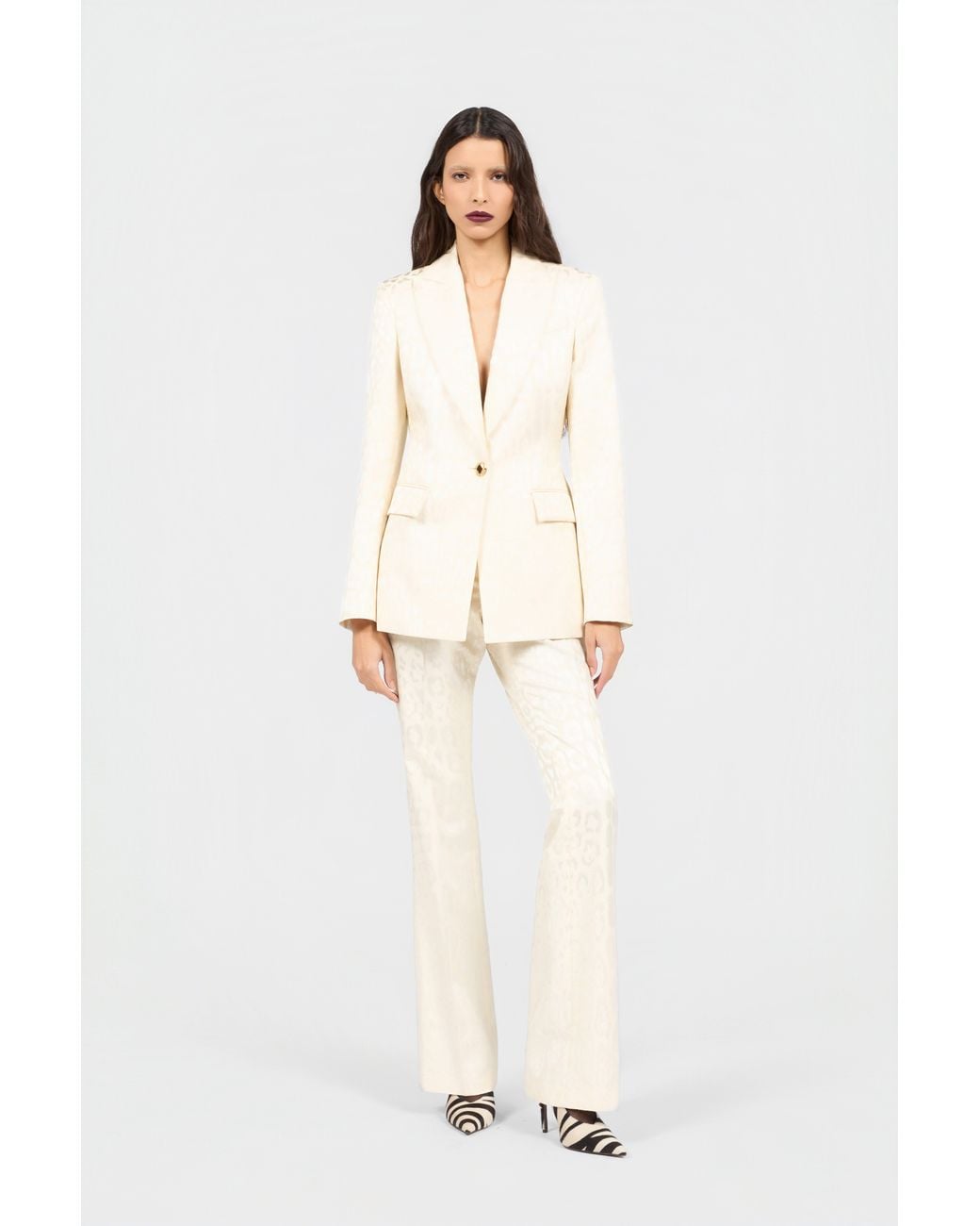 Roberto Cavalli Natural Ivory Jacket With Jaguar Motif