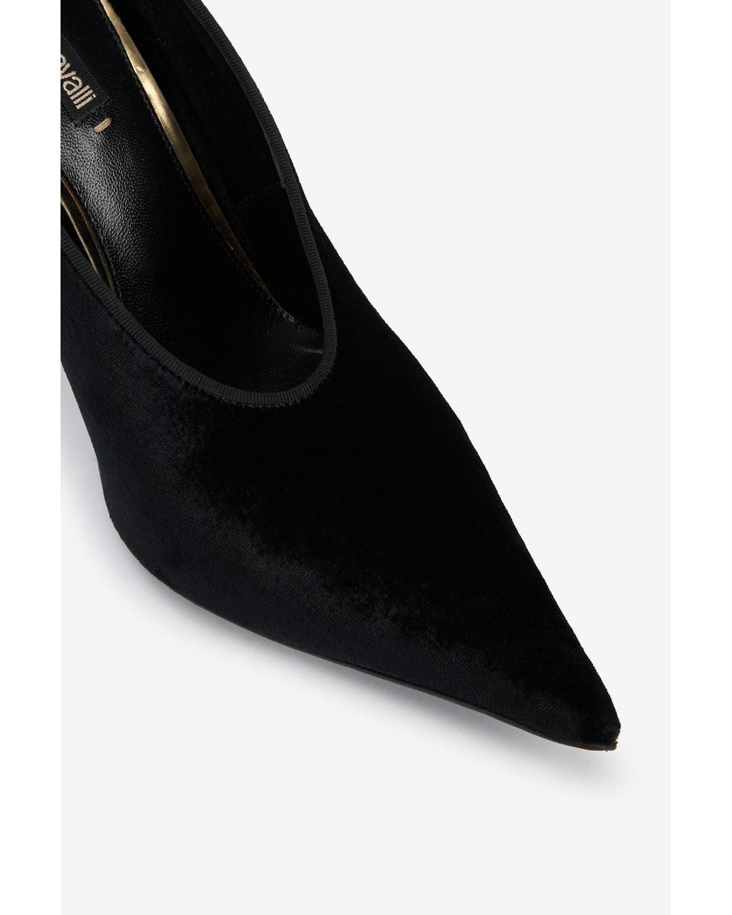 Roberto Cavalli Black Velvet Stiletto Heels With Jewel Anklet