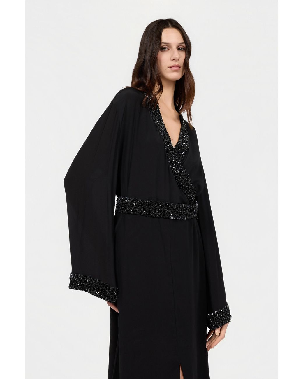 Roberto Cavalli Black Silk Maxi Dress With Embellished Detail