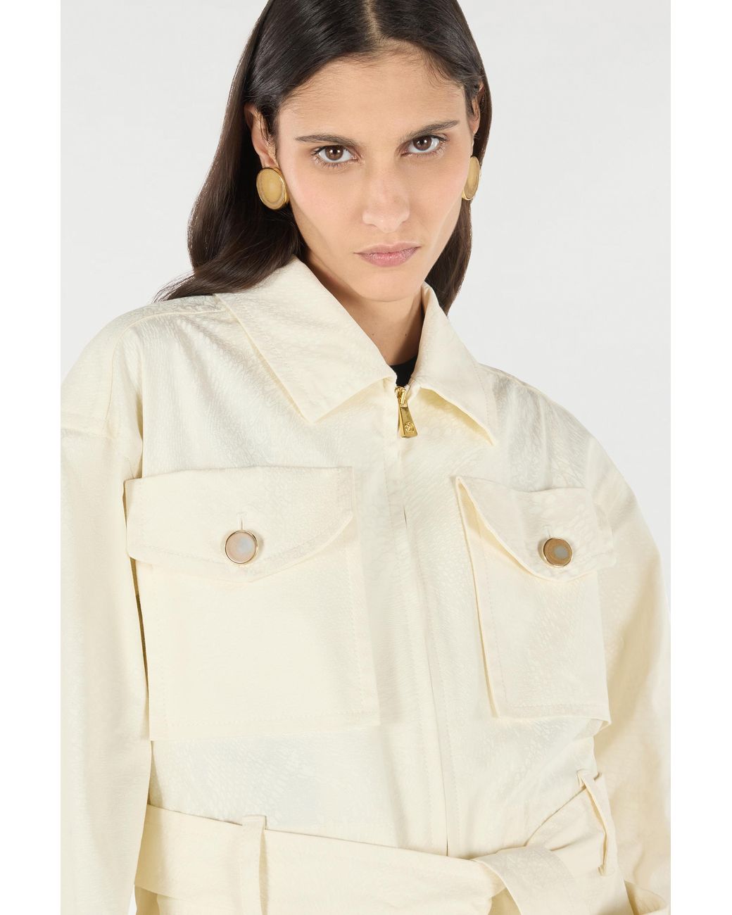 Roberto Cavalli Natural Jacket With Belt And Python Pattern