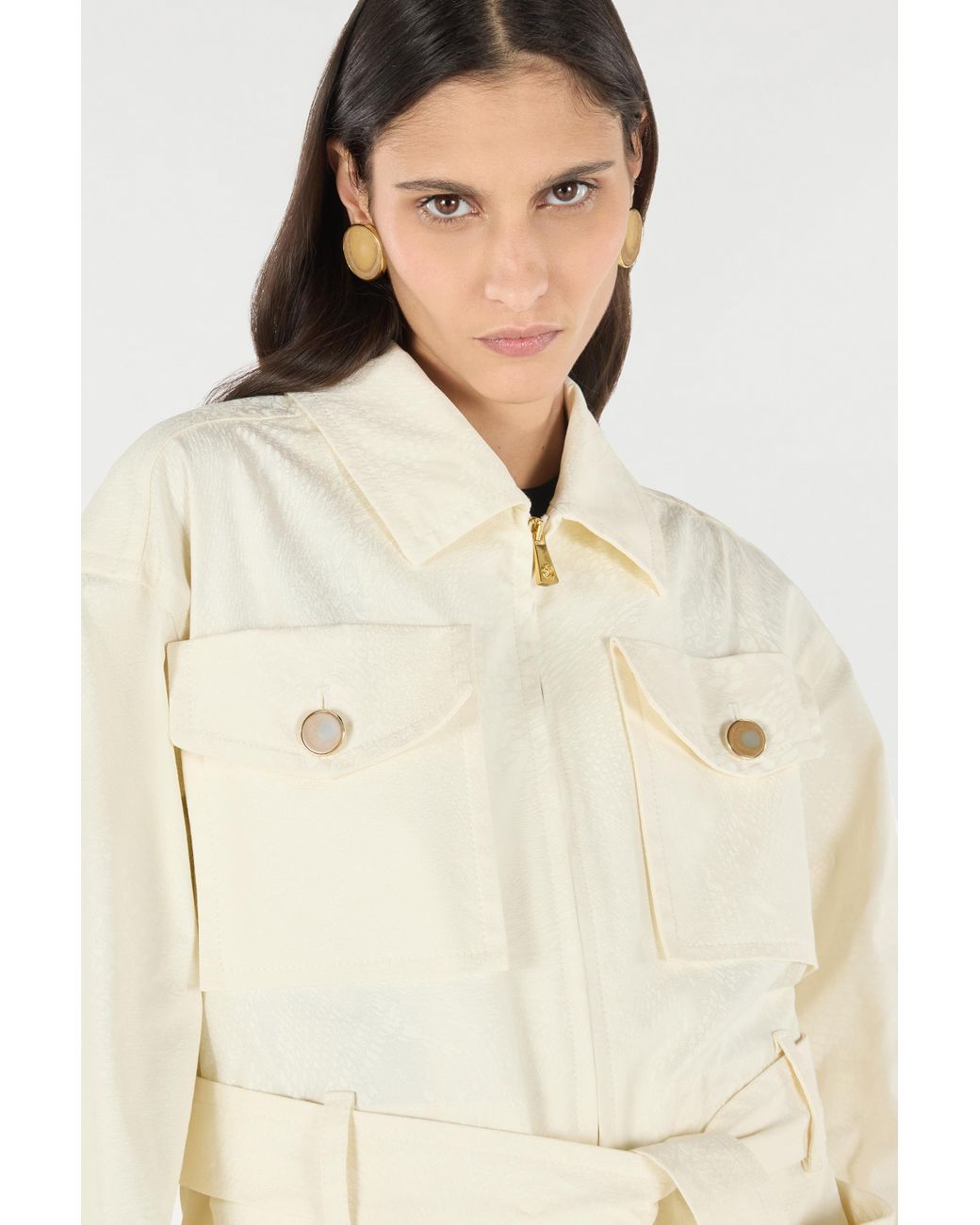 Roberto Cavalli Natural Jacket With Belt And Python Pattern