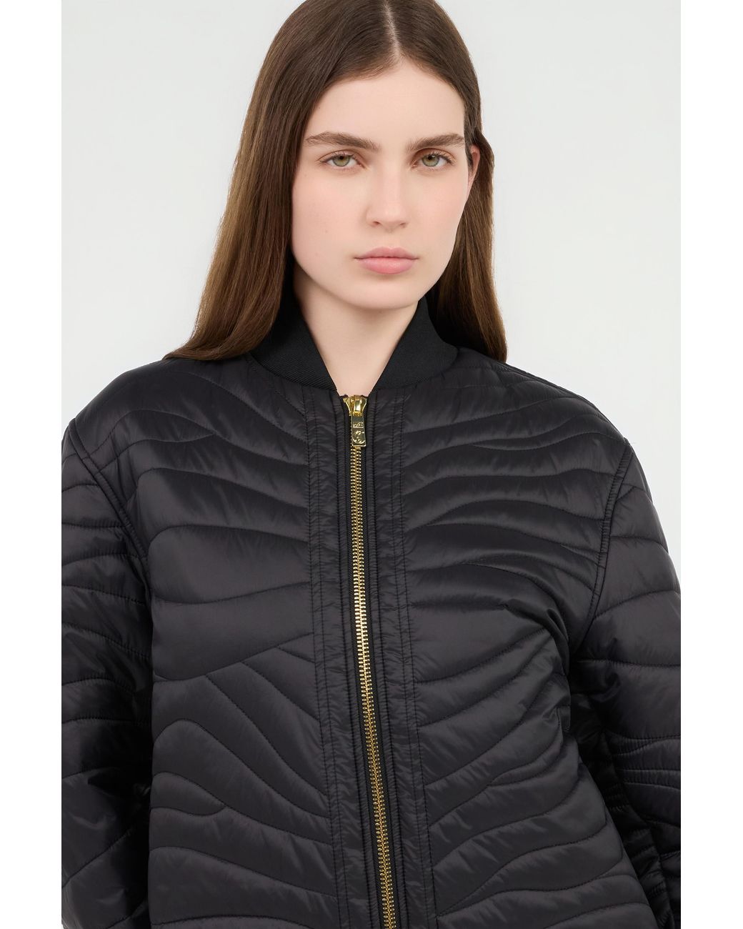 Roberto Cavalli Black Zip Jacket With Quilted Zebra