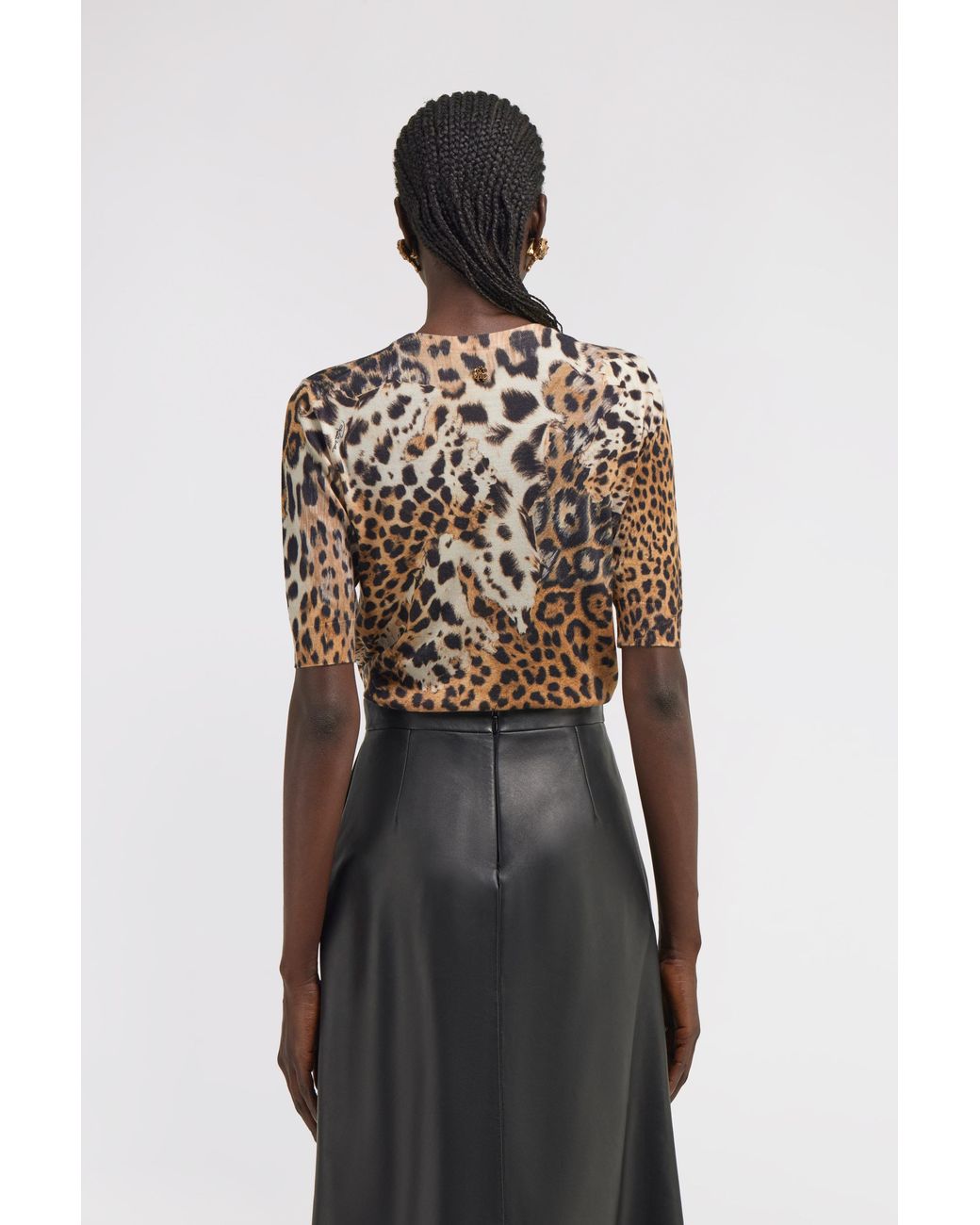 Roberto Cavalli White Malachite Print Short Sleeve Knit