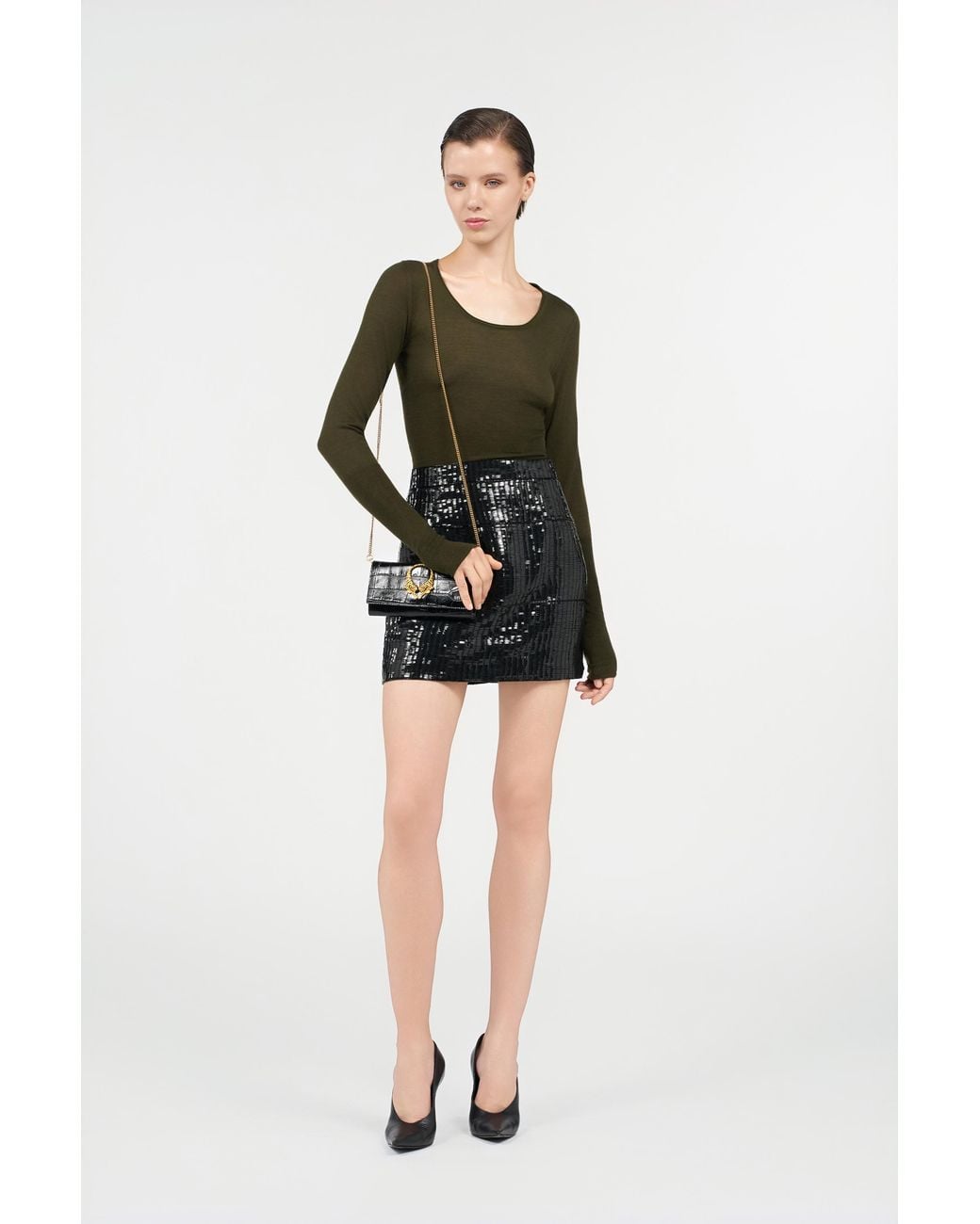 Roberto Cavalli Green Long Sleeve Knit Top