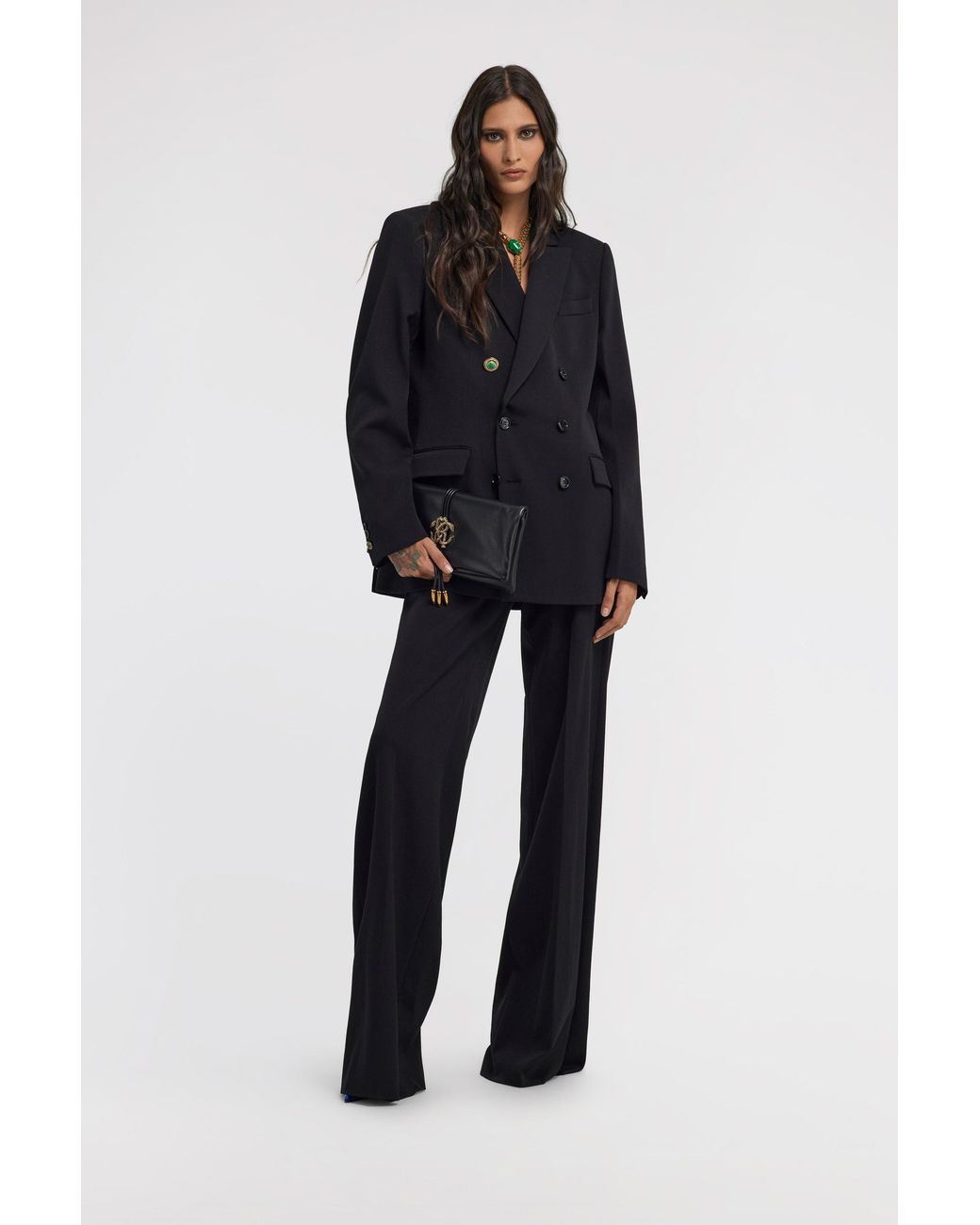 Roberto Cavalli Black Double-Breasted Blazer