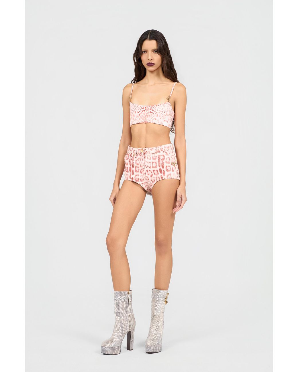 Roberto Cavalli Pink Jaguar Print Top