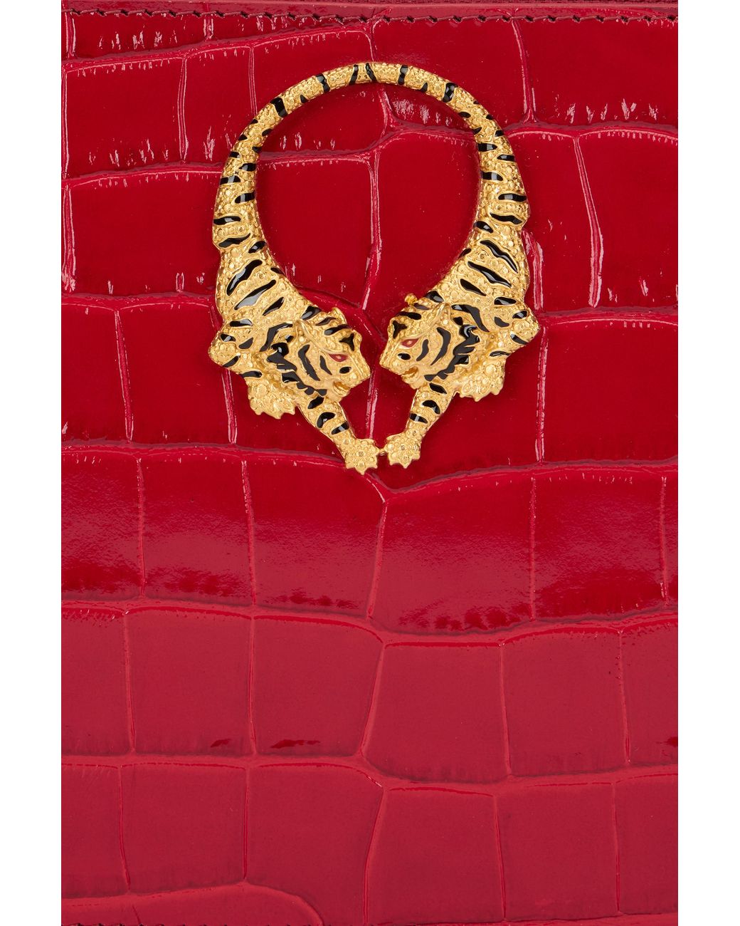 Roberto Cavalli Red Roar Leather Pouch