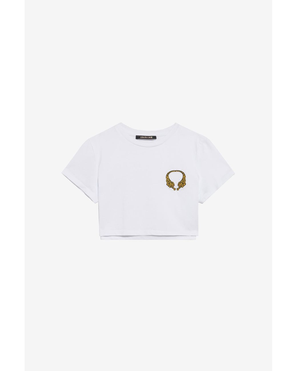 Roberto Cavalli Blue Cotton Crop Top With Tigers