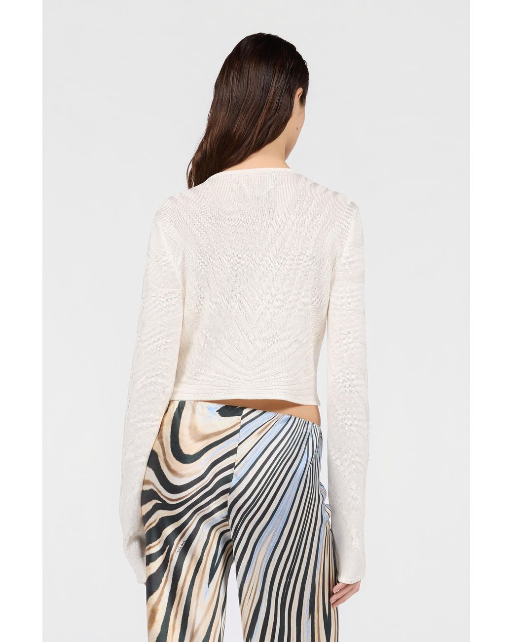 Roberto Cavalli White Knit Cardigan With Ray Motif