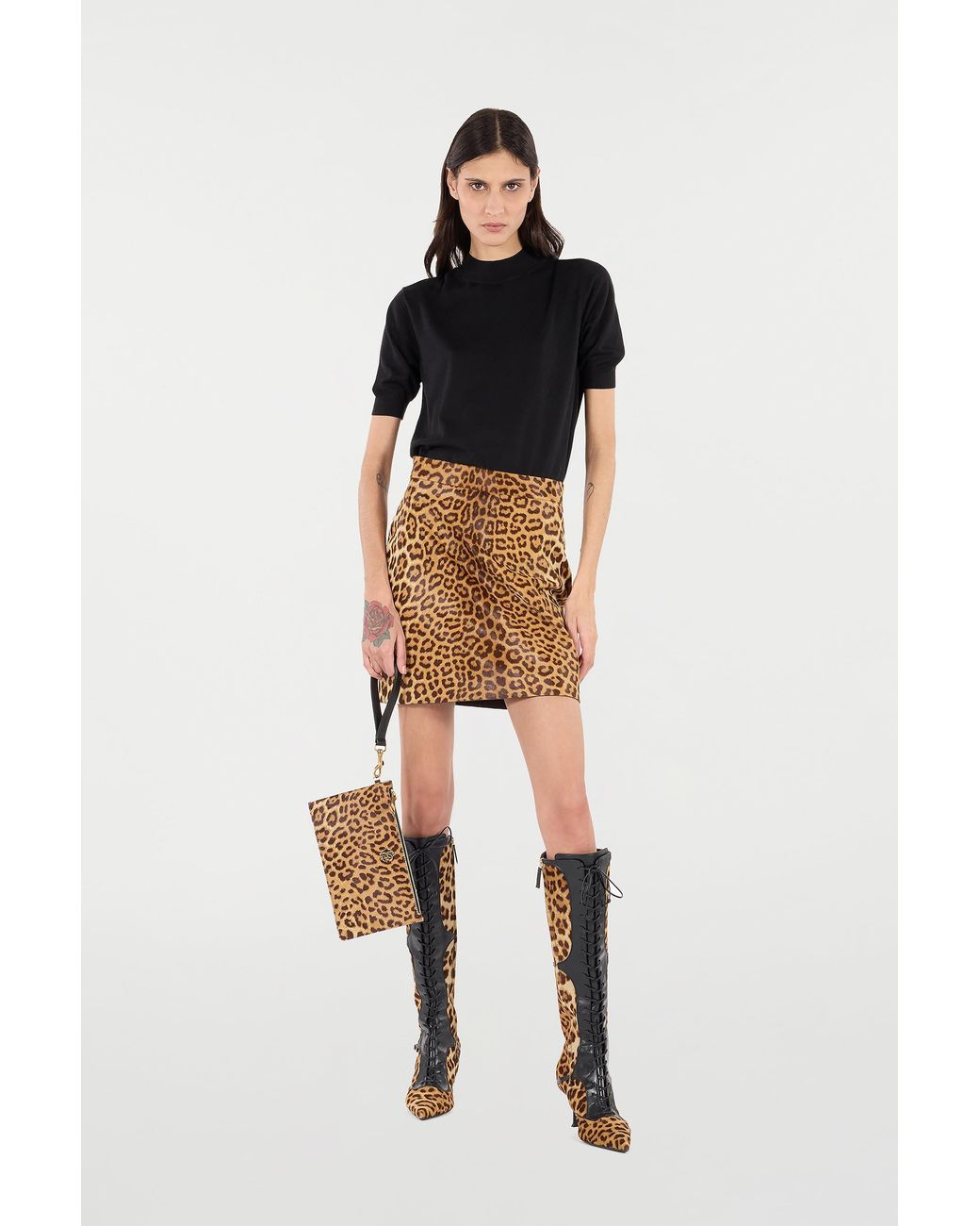 Roberto Cavalli Black Mock Neck Sweater With Monogram Rc