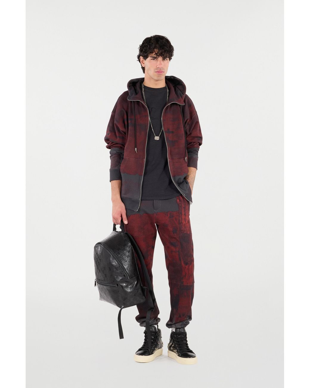 Roberto Cavalli Red Hoodie With Zip for men