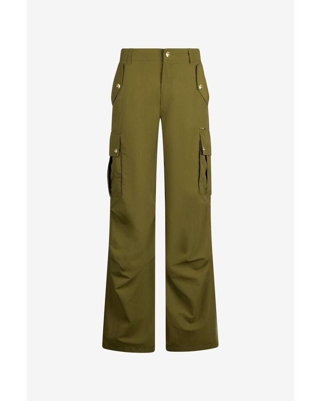 Roberto Cavalli Green Cargo Trousers With Buttons