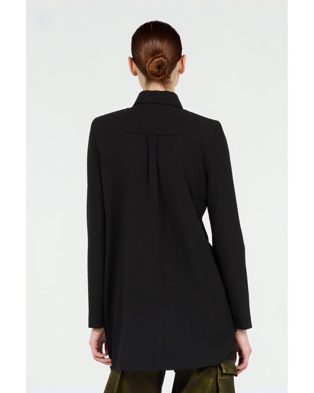 Roberto Cavalli Black Long Wool-Blend Shirt