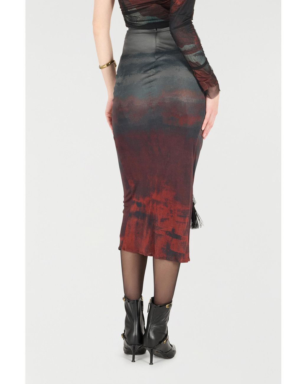 Roberto Cavalli Multicolor Mottled-Effect Midi Skirt