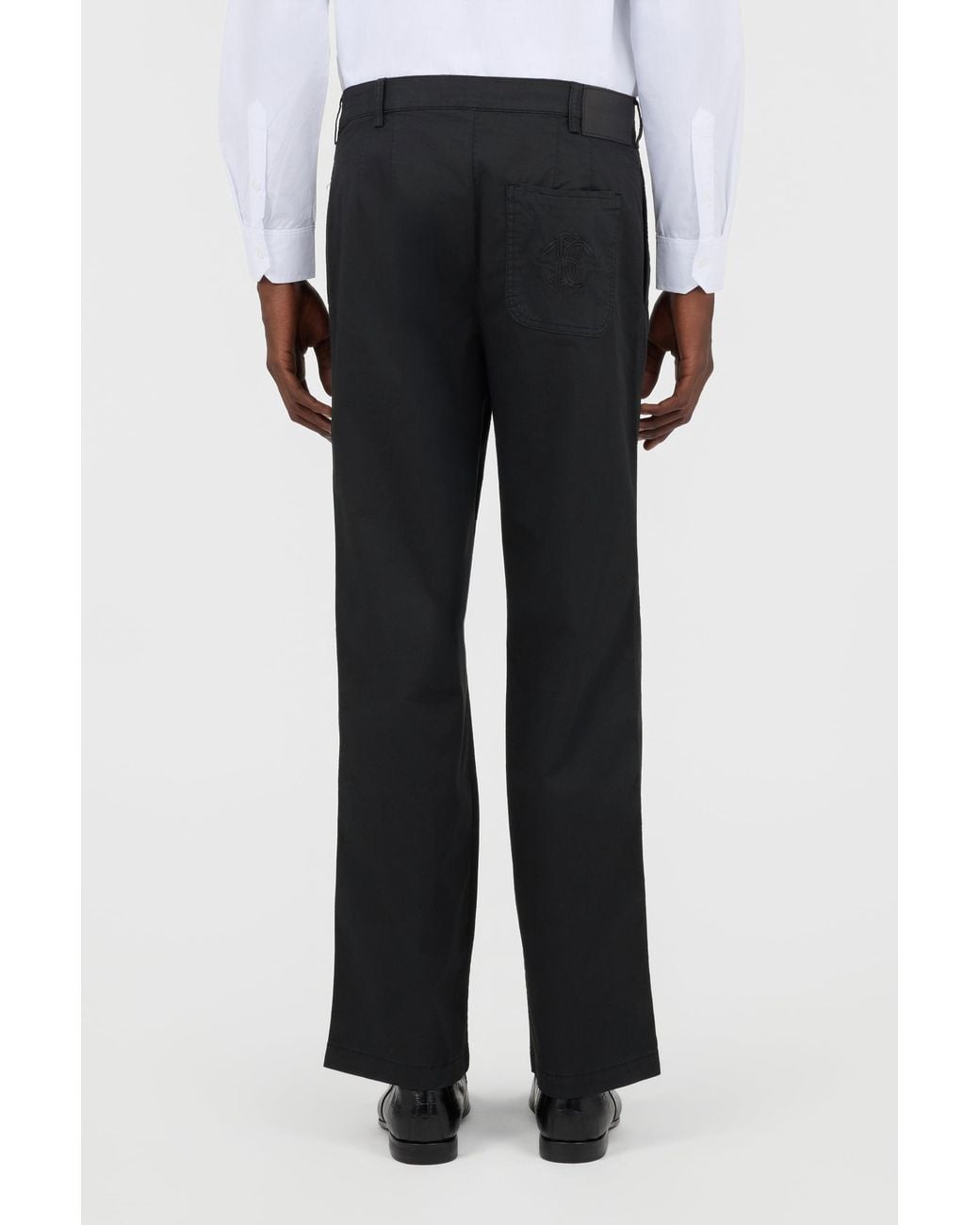 Roberto Cavalli Black Trousers Straight-Leg Pleats for men