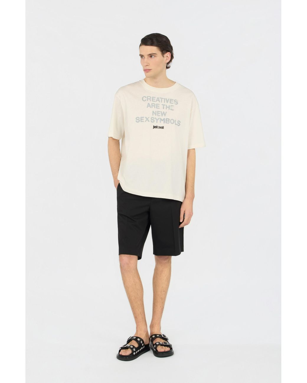 Roberto Cavalli Black Bermuda Shorts With Logo for men