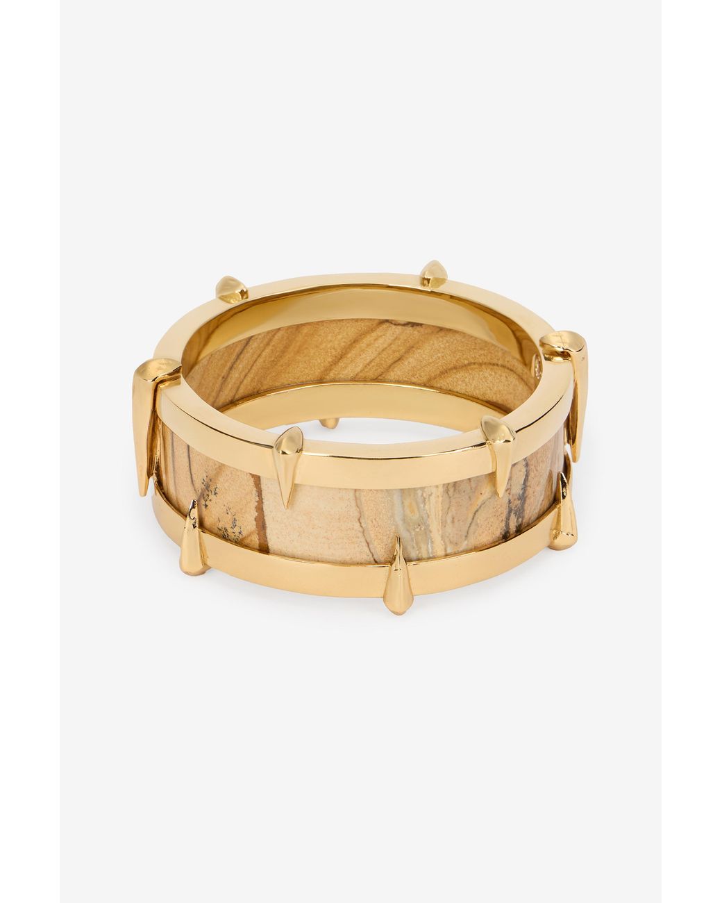 Roberto Cavalli Metallic Tone Bracelet With Semiprecious Stone And Spikes