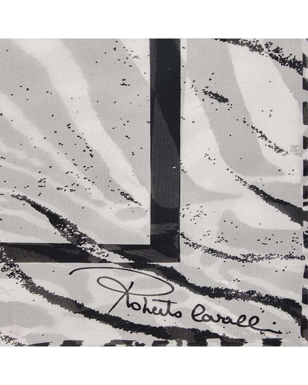 Roberto Cavalli White Silk Scarf With Tigress Print
