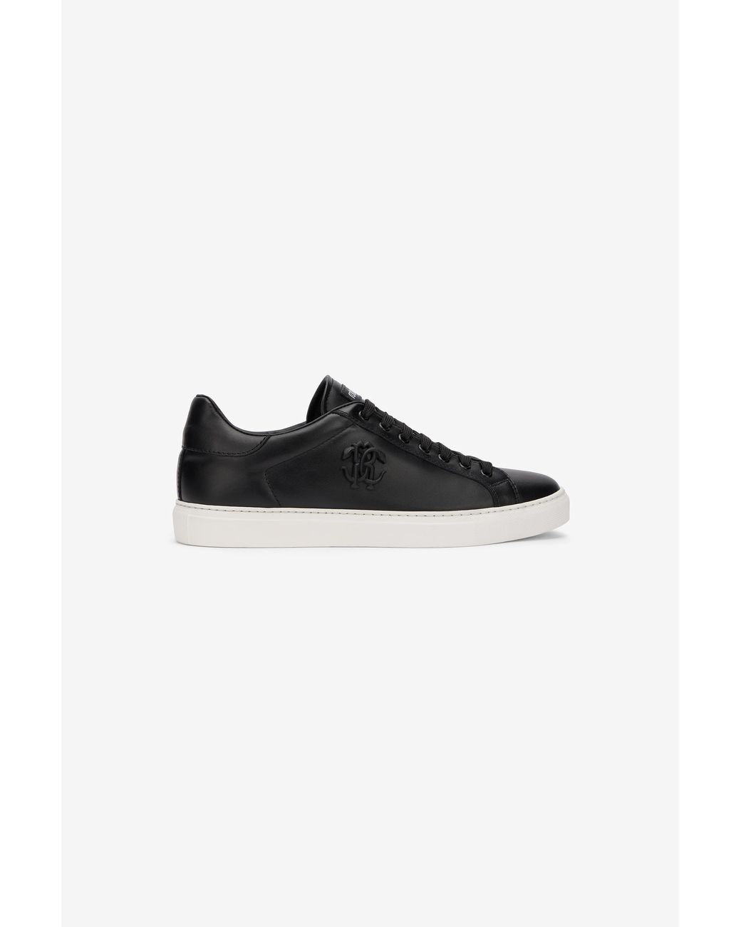 Roberto Cavalli Black Sneaker With Embossed Monogram Rc for men