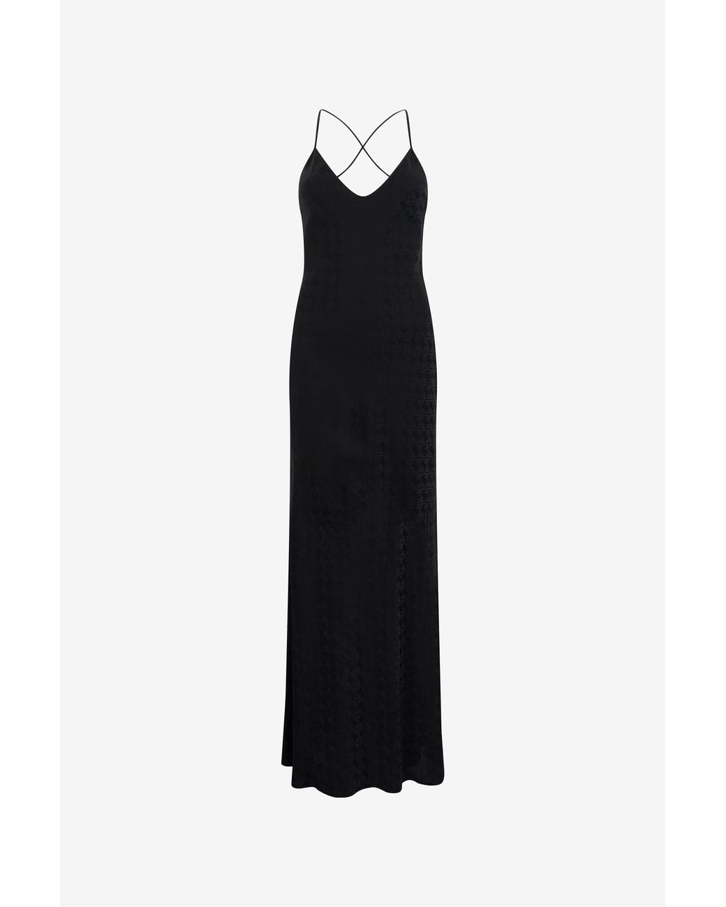 Roberto Cavalli Black Silk Maxi Dress With Monogram Rc